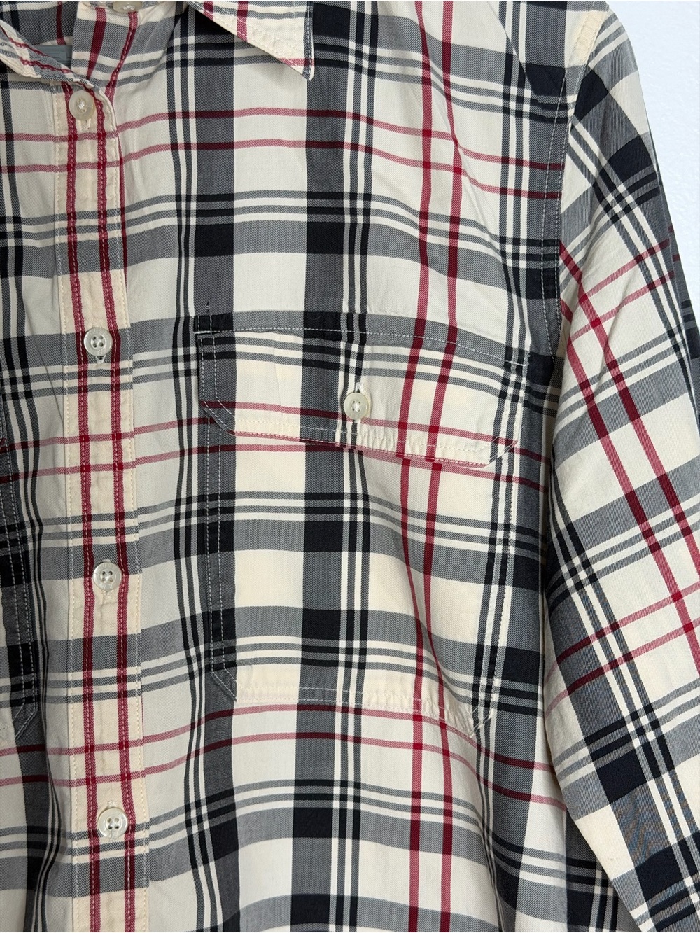 Lauren Ralph RLL cotton plaid button-down shirt blouse long sleeve size L - Picture 3 of 15